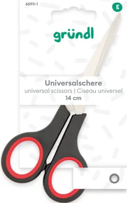 Produktbild von Universalschere 14 cm, Kohlenstoffstahlklinge, Kunststoffgriff, schwarz-rot