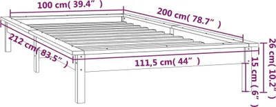 Image de vidaXL Lit en bois massif avec LEDs 100x200 cm