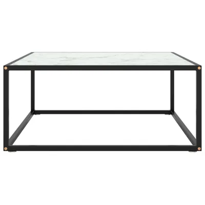 Produktbild von vidaXL Couchtisch Schwarz mit Weißem Glas in Marmor-Optik 80x80x35 cm