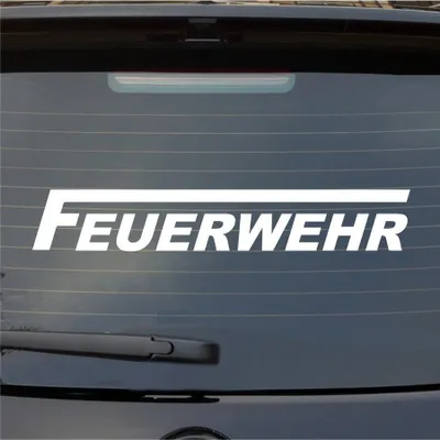 Produktbild von Heckscheibenaufkleber Feuerwehr langes F 55x9 cm Weiss Glanz Auto Aufkleber Sticker