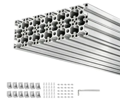 Zdjęcie produktu dla SucceBuy 3030 Profile aluminiowe, 12 sztuk po 2 m, anodowane profile z rowkiem T zgodne z normą UE, wytrzymałe profile wytłaczane, szyny aluminiowe do drukarek 3D, stołów warsztatowych CNC do majsterkowania oraz projektów montażowych, kolor srebrny