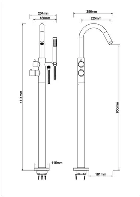 Freistehende Badewanne Thermostatbatterie Caral von Wiesbaden in 3 Farben. Hersteller nr. 29.4070, 29.4071, 29.2070.
