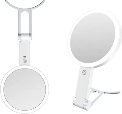 Immagine prodotto di INF Specchio per Trucco LED Bianco con Supporto a C, Ingrandimento 5x, Portatile