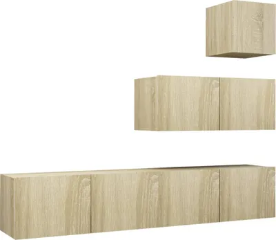 Imagen del producto de vidaXL Juego de 4 muebles para televisión, estilo Sonoma, en madera contrachapada