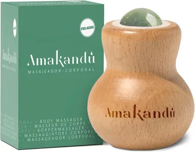 Produktbild von Gesichts- und Körpermassagegerät, Roll-On aus Buchenholz mit Aventurin-Kugel, für eine entspannende Wirkung