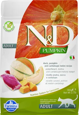 Productafbeelding van FARMINA N&D Pumpkin Cat Duck and Cantaloupe Melon - Droogvoer voor volwassen katten - 300 g