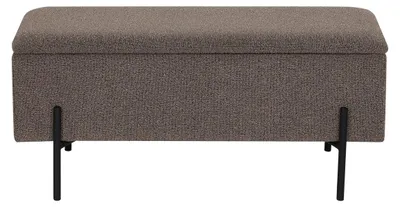 Obrázek produktu pro Watford – hnědá úložná lavice z bouclé s černými kovovými nohami, 95 × 36,5 × 43 cm
