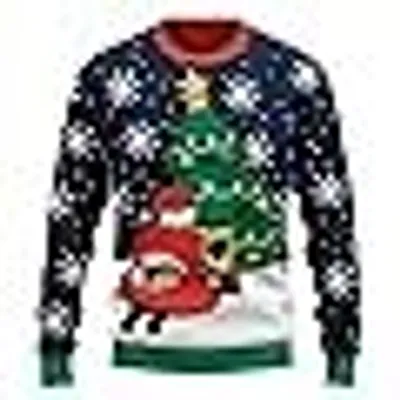 Produktbild von JAP Christmas Santa String - Lustiger Hässlicher Weihnachtspullover Für Damen und Herren Ugly Christmas Sweater - Blau - S