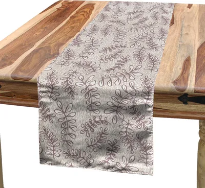 Produktbild von ABAKUHAUS Blätter Tischläufer, Skizzen-Laub-Muster mit viktorianischen Inspirationen Antikes Motiv des Mittelalters, 40 x 180 cm, Taupe Beige