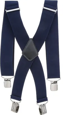 Produktbild von Blaue X-Form Hosenträger 5 cm breit 120 cm lang elastisch verstellbar mit 4 Clips