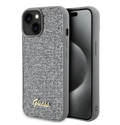 Produktbild von Guess Case Square Mirror Script Logo iPhone 15 Silber