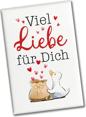 Produktbild von Ente Souvenir Magnet eckig mit Spruch Viel Liebe für dich