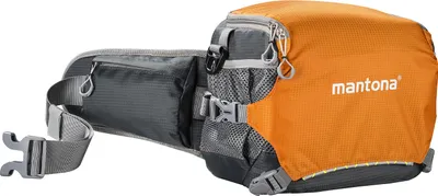 Produktbild von Mantona Kameratasche elementsPro 20 orange, Outdoor Fototasche für DSLR & Systemkamera, Bauchtasche mit Airmesh-Polsterung, Schultertasche flexibel einteilbar, Camera Bag inkl. Regenschutzhülle