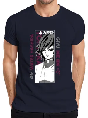 Productafbeelding van Demon Slayer Giyu Tomioka, Waterpijler, Anime, Cadeau, Manga, Heren T-shirt, Marineblauw, XL