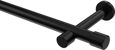 Produktbild von Interdeco Gardinenstange / Vorhangstange Schwarz, Typ Prestige Santo (Kappe) ohne Ringe, 20 mm Ø 1-läufig, 280 cm