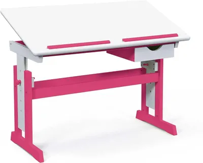Produktbild von Höhenverstellbarer und neigbarer Kinderschreibtisch Ida in Weiß und Pink, 109 x 55 x 63-96 cm