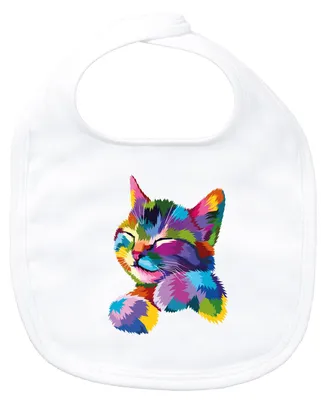 Produktbild von Huuraa Baby Lätzchen Katze Colorful White Klettverschluss  Baumwolle Latz Geschenkidee