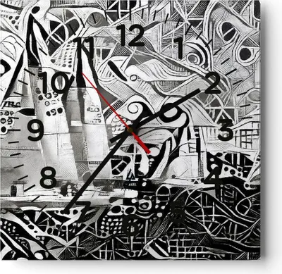 Produktbild von Wanduhr - Quadrat - Glasuhr - Abstraktion modern - 30x30cm - Schleichendes Uhrwerk - Lautlos - zum Aufhängen bereit - Dekoration Modern - Wanddekoration aus Glas - C4AC30x30-3479