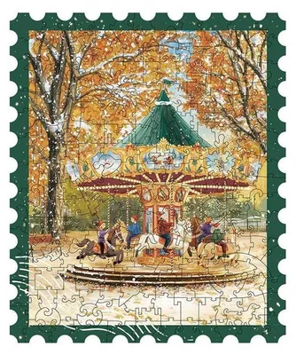 Imagen del producto de TA008: Carrusel de Otoño Dorado, puzzle de madera 3D, hecho de madera contrachapada