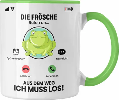 Produktbild von Trendation - Die Frösche Rufen An Tasse Geschenk für Frösche Züchter Besitzer Geschenkidee Lustig Spruch (Grün)
