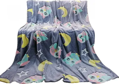 Immagine prodotto di FEBE Coperta accogliente bambini Glow in the dark Gufo 150x200 Fluffy morbida coperta bambini Ragazze Ragazzi Glow coperta
