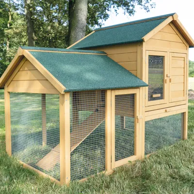 Produktbild von zooprinz Hasenstall Hasenfarm | mit Auslauf | 150x118x96cm (BxHxT) | Massives Kiefernholz | Wetterfest