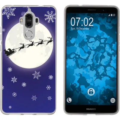 Produktbild von PhoneNatic Case kompatibel mit Huawei Mate 9 Silikon-Hülle X Mas Weihnachten Santa - Snowflakes M4