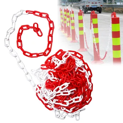 Absperrkette rot/weiß, Kunststoff, 50 m, 6 mm, wetterbeständig