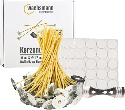 Obrázek produktu pro Voskové knoty bez parafínu, 100 kusů, vyrobené z včelího vosku a konopí, určené pro výrobu svíček