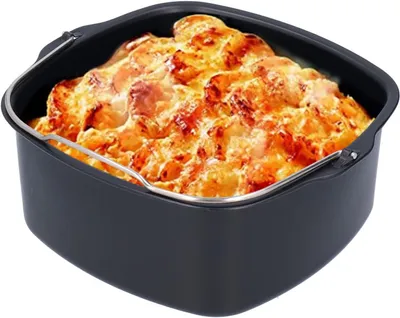 Produktbild von Heißluftfritteuse Zubehör 20cm Quadratische Kuchenform Backformen Fritteuse Backform Cake Pan Pizzaform Brotbackkorb Luftfritteuse
