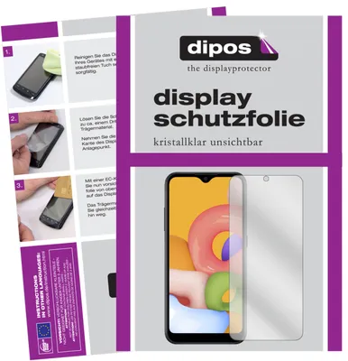A collage showing instructions for applying a screen protector and a product image of a screen protector on a phone.