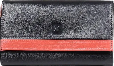 Image de Portefeuille en cuir noir avec un détail rouge