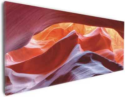 Produktbild von Wallario Premium Leinwandbild Antelop Canyon USA  Kalksandsteingebirge in leuchtenden Farben in Größe 30 x 75 cm