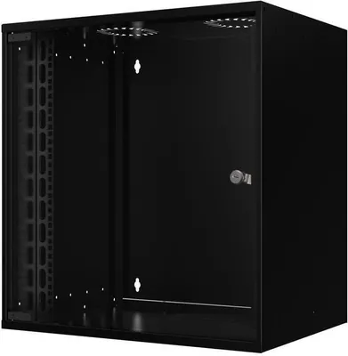 Produktbild von LOGON RUM12U40MNBL, Wandmontiertes Regal, 12U, Sperrschloss, 13,6 kg, Schwarz
