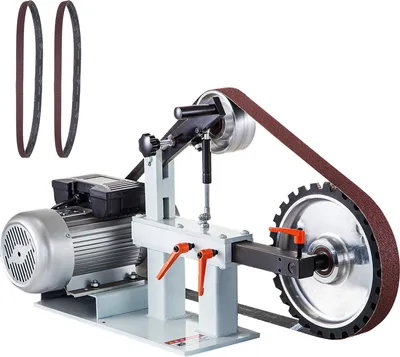 Obrázok produktu pre SucceBuy 2HP pásová brúska, konštantné otáčky, 2 x 82 palcová pásová brúska s 3 brúsnymi kotúčmi, 110V, 12 palcový kotúč, rovná oporná plocha na výrobu nožov