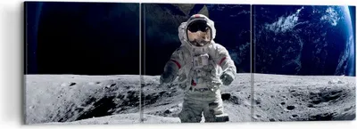 Produktbild von Bild auf Leinwand - Leinwandbild - Astronaut Mond Erde Raum - 120x40cm - Wand Bild - Wanddeko - Leinwanddruck - Bilder - Kunstdruck - Wanddekoration - Leinwand bilder - Wandkunst - CA120x40-2864