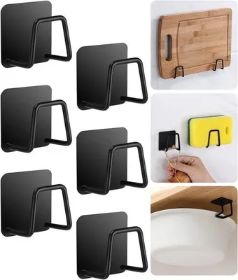 Produktbild von Famanu Sponshalter Set von 6 - Selbstklebend, Edelstahl, Küchenorganizer ohne Bohren