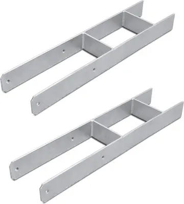 Zdjęcie produktu dla Fiqops 2x H-kotwica wspornik słupka akcesoria do zabaw w ogrodzie 600MM gniazdo gruntowe kotwica słupka 121MM