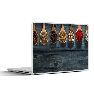 Produktbild von MuchoWow® Laptop Aufkleber Sticker Cover Gewürze - Löffel - Holz - Küche - Gewürze - Industrie 30x22 cm - Laptop-Sticker