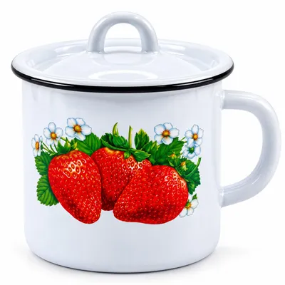 Produktbild von Emaillierter Becher mit Deckel – 1 Liter