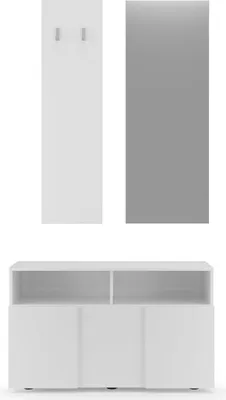 Produktbild von Garderobenset mit Spiegel und Schuhschrank Glamis Dama - Weiß