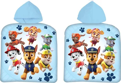 Produktbild von Paw Patrol Kinder Poncho Badetuch mit Kapuze Strandtuch 50x100cm - Pup Gang