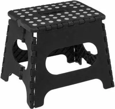 Zdjęcie produktu dla SKŁADANY STOŁEK 27cm czarny UDŹWIG DO 80kg z tworzywa