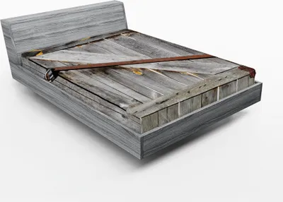 Produktbild von ABAKUHAUS Rustikal Spannbetttuch, Gealterte hölzerne Scheunen-Tür mit Rusty Crossed Locks verließ alten westlichen Bauernhaus-Entwurf, 90 x 200 cm, Braun
