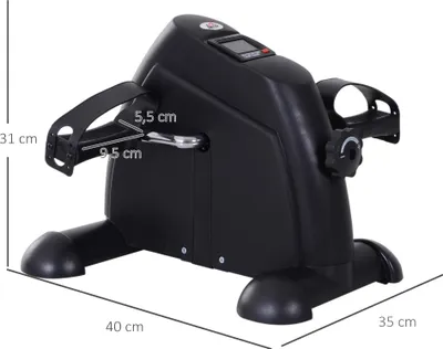Produktbild von Homcom HOMdotCOM Heimtrainer Mini-Fahrrad Pedal Trainer mit LCD-Bildschirm Metall Schwarz 39 x 40 x 31 cm