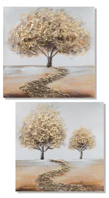 Produktbild von 2er Set Leinwandbilder Bäume mit Goldglitter 50x50cm Formano