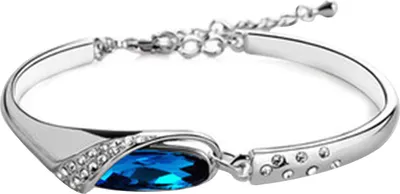 Produktbild von Eleganter Glasschuh, blauer Strass-Anhänger, Kettenarmband, Armreif, Schmuck, Geschenk-Dunkelblau