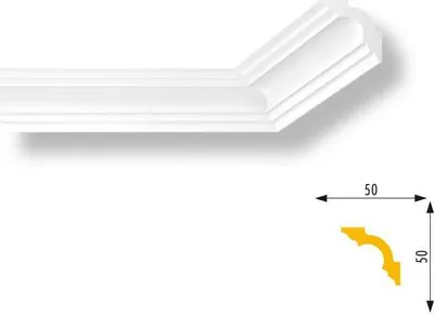 Produktbild von PROVISTON Stuckleiste 50 x 50 x 2000 mm Deckenleiste Polystyrol Styroporleiste Weiß Leicht und stabil Hochwertig Schnell montiert