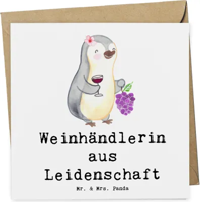 Produktbild von Mr. & Mrs. Panda Grußkarte Weinhändlerin Leidenschaft - Weiß - Geschenk, Klappkarte, doppelkarte, anlasskarte, Glückwunschkarte, faltkarte