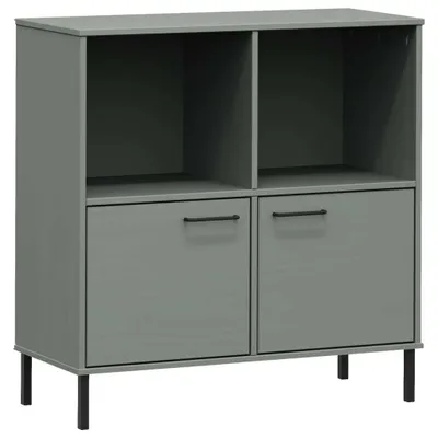 Produktbild von Bücherregal OSLO mit Metallbeinen Grau 90x35x90,5 cm Massivholz